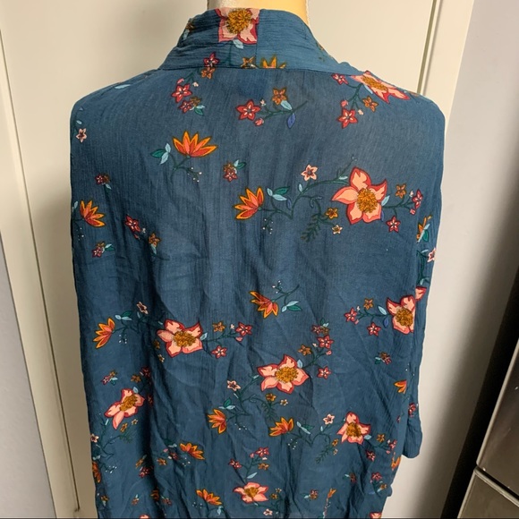 BLUE RAIR  FLORAL KIMONO CARDIGAN SHRUG SIZE L - Picture 4 of 7